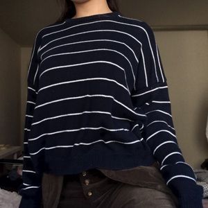 Brandy Melville Navy Striped Long Sleeve Sweater